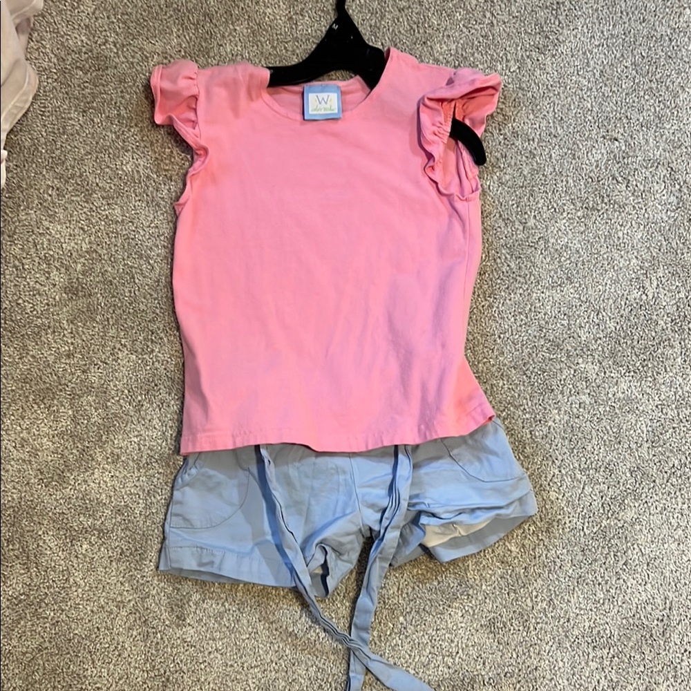Pink Short Sleeve Tee with Ruffled Details
